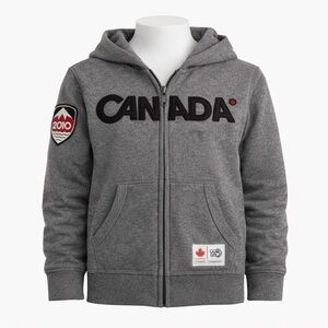 Size 7/8 Hudson’s Bay Boys Team Canada 2010 Olympics Hoodie Zip Grey Jacket